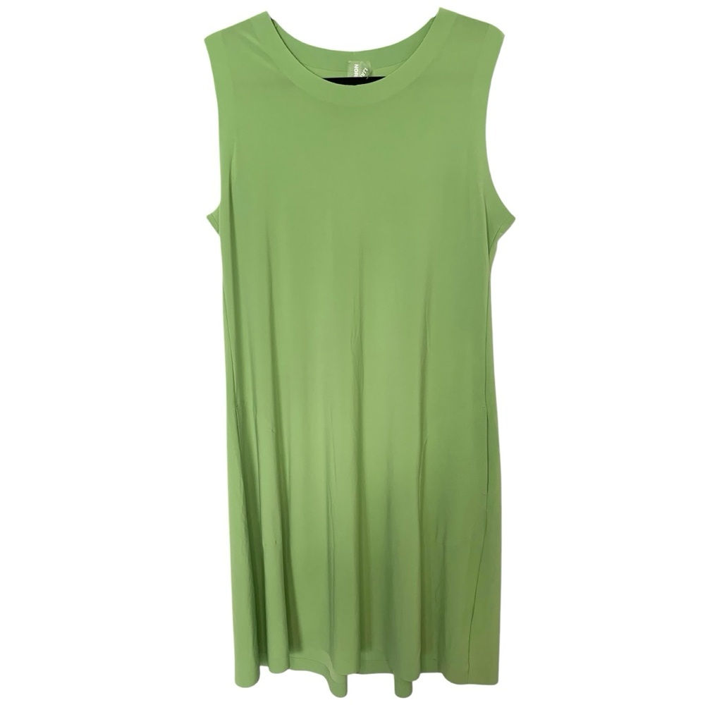 Norma Kamali Large Green A-Line Spring/Summer Stretch Knit Sleeveless Dress